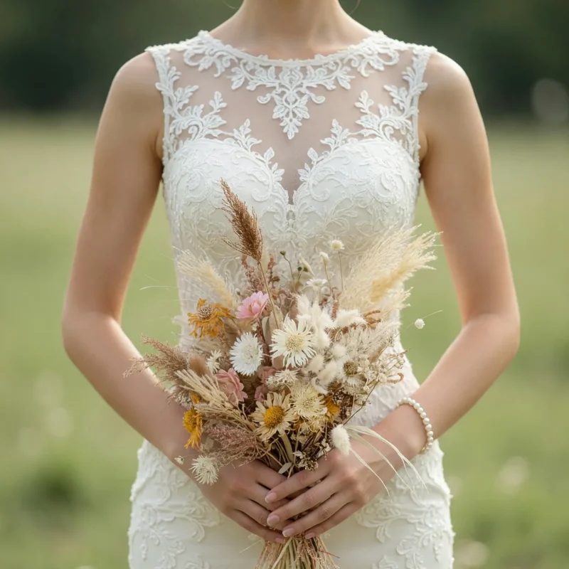 Dried Flower Wedding Bouquets Sunlit Meadow Bloom
