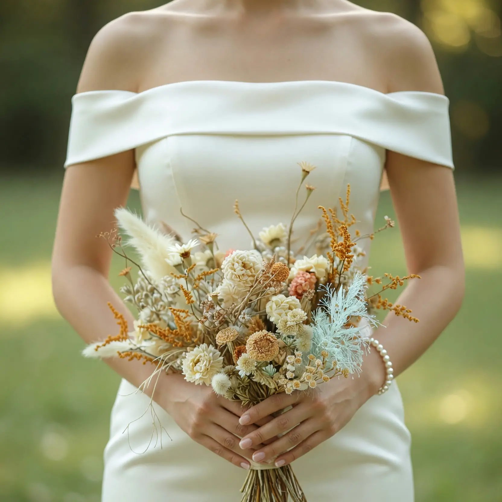 Golden Sage Dried Meadow Wedding Bouquet