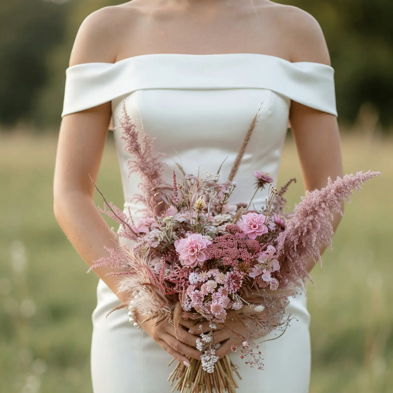 Mauve Meadow Dried Wedding Bouquet
