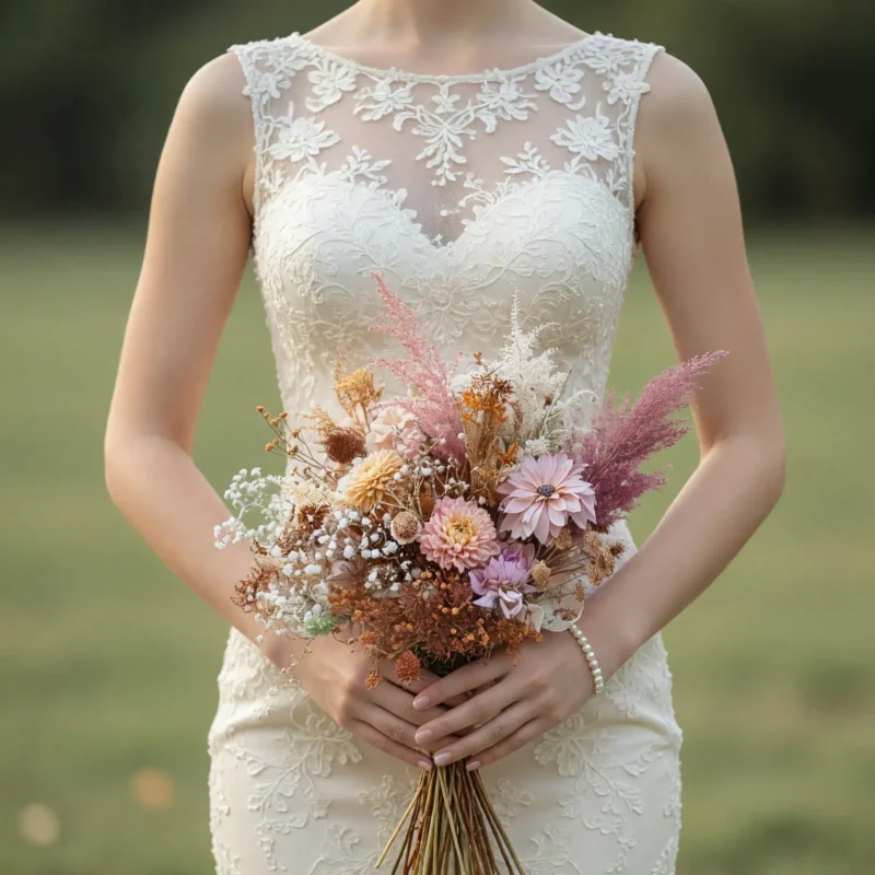 Dried Flower Wedding Bouquets Blush Lavender Prairie