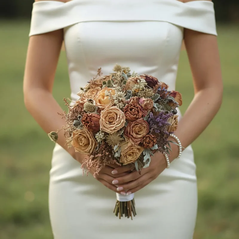 Dried Flower Wedding Bouquets Autumn Rose Garden