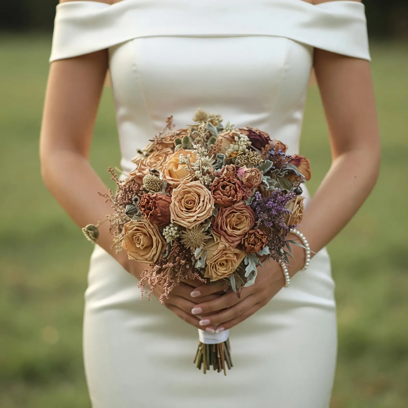 Autumn Rose Dried Wedding Bouquet