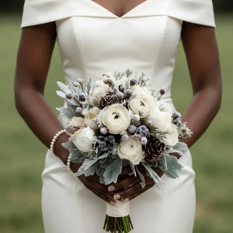 Christmas & Winter Wedding Bouquets – Silver Pine Whisper