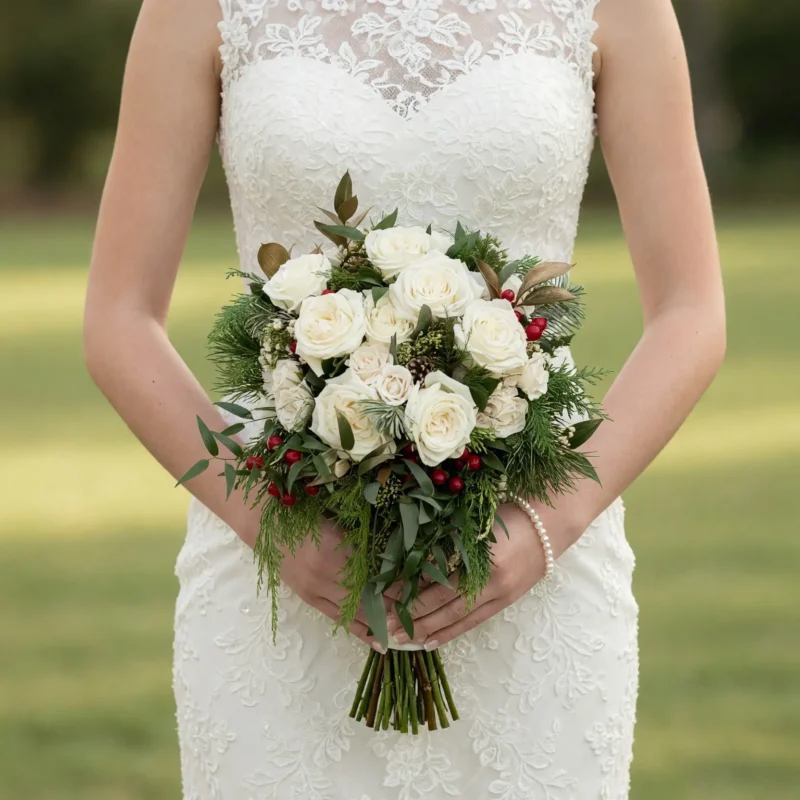 Christmas & Winter Wedding Bouquets – Ivory Holly
