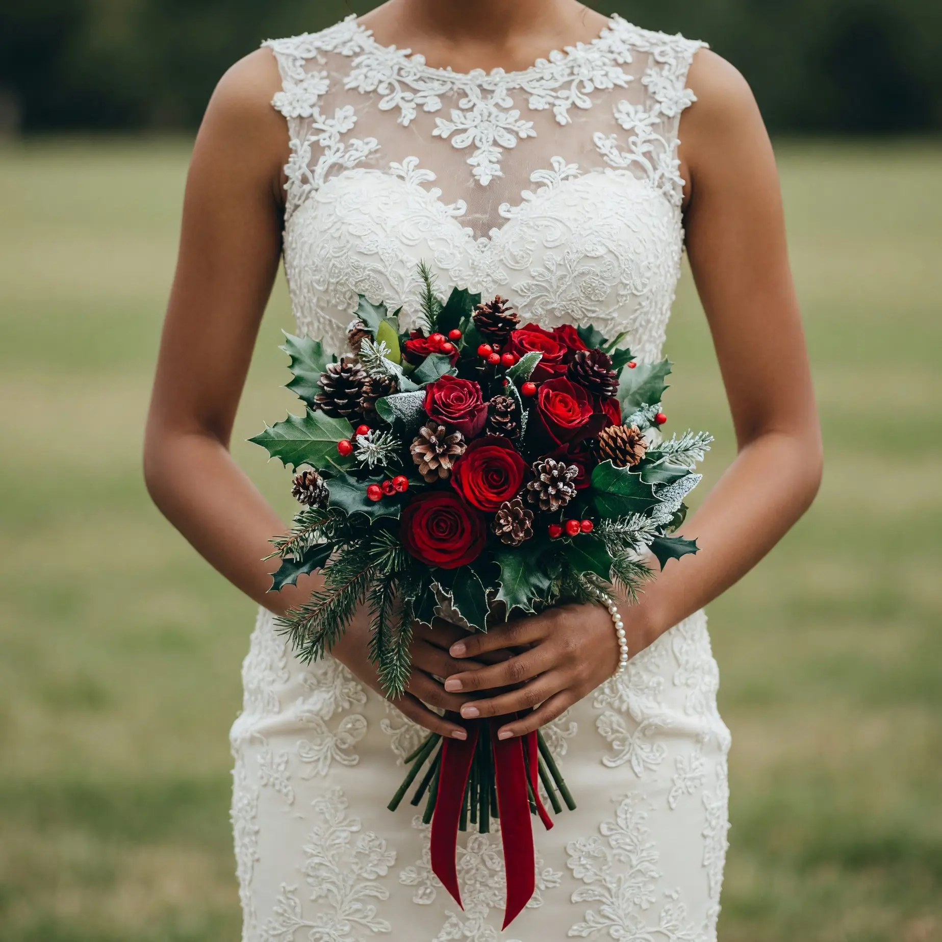 Yuletide Ruby Christmas Bridal Bouquet