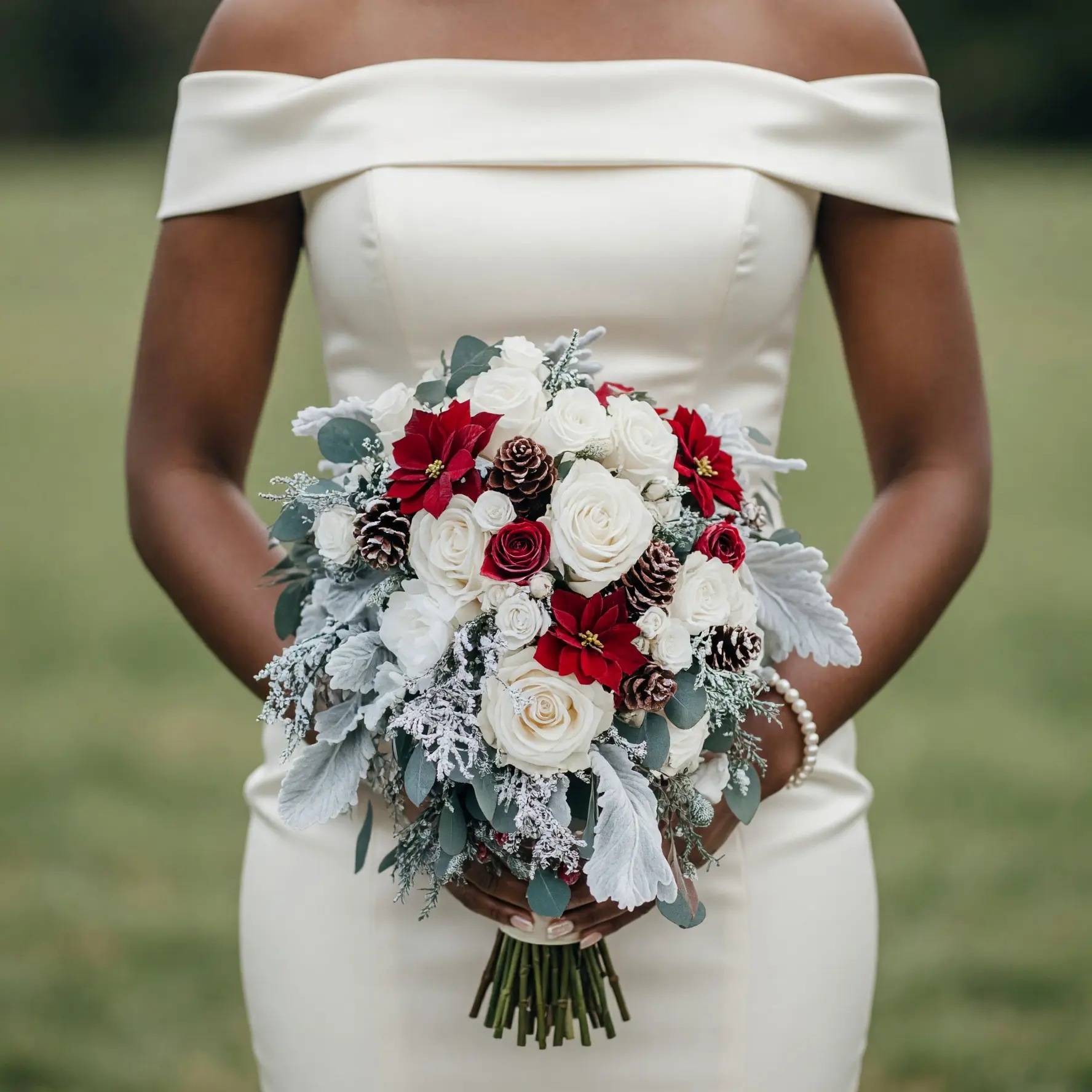 Frosted Poinsettia Romance Bridal Bouquet