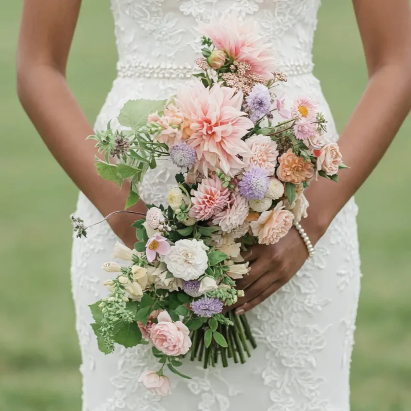 Garden Style Wedding Bouquets Blush Dahlia