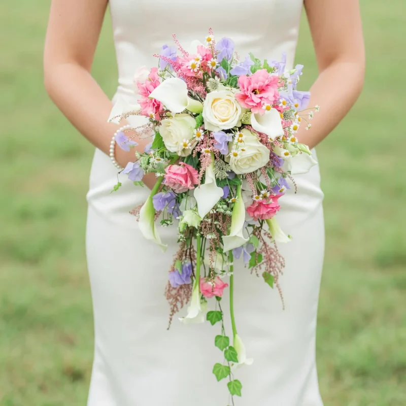 Garden Style Wedding Bouquets Pink Calla