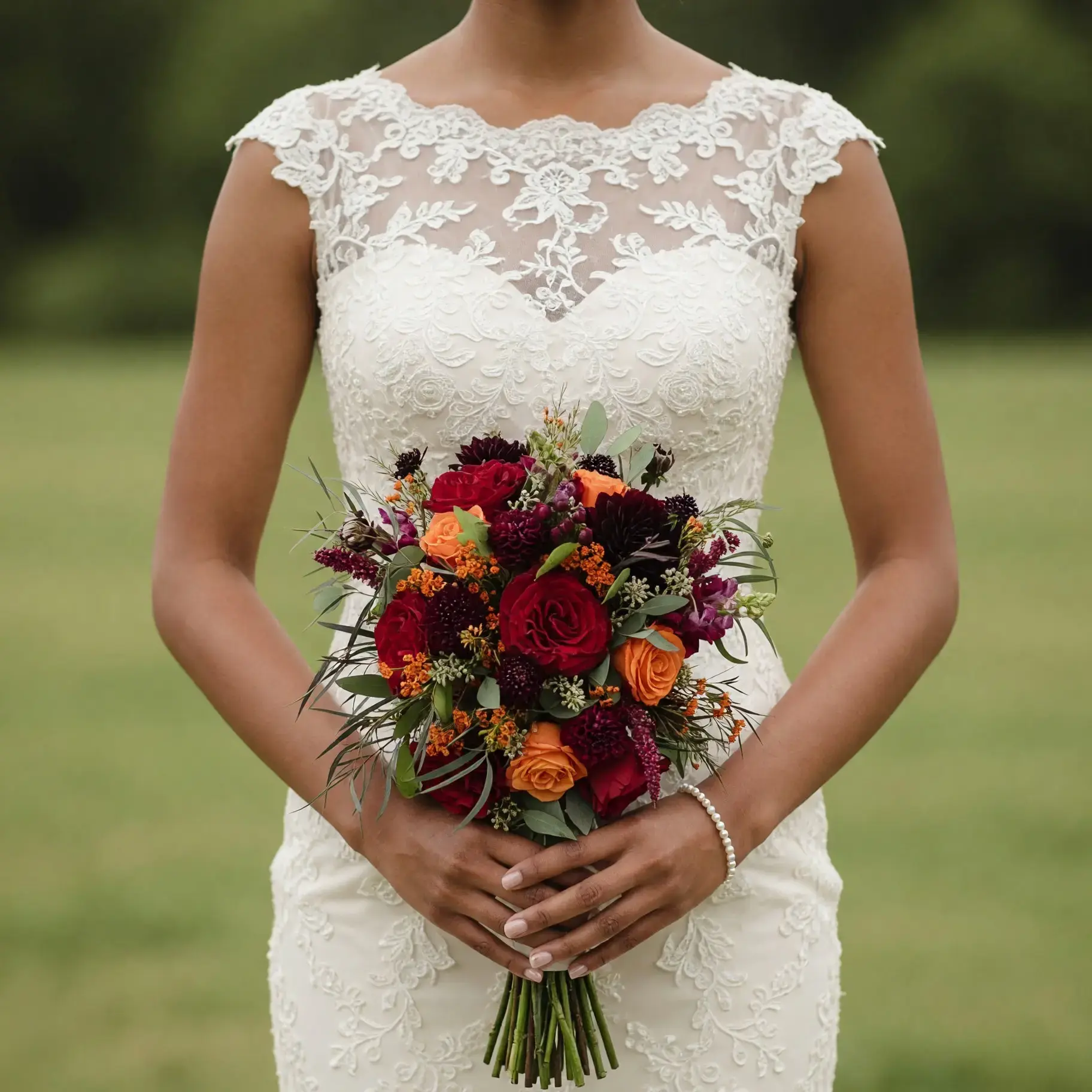 Fall Wedding Bouquets Crimson Ember Roses