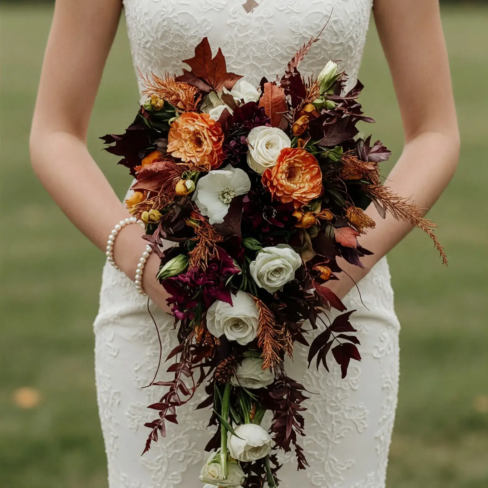 Fall Wedding Bouquets Autumn Copper Cascade