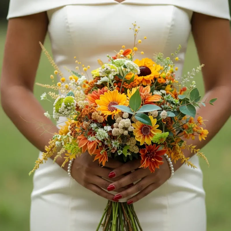 Fall Wedding Bouquets Golden Meadow Glow