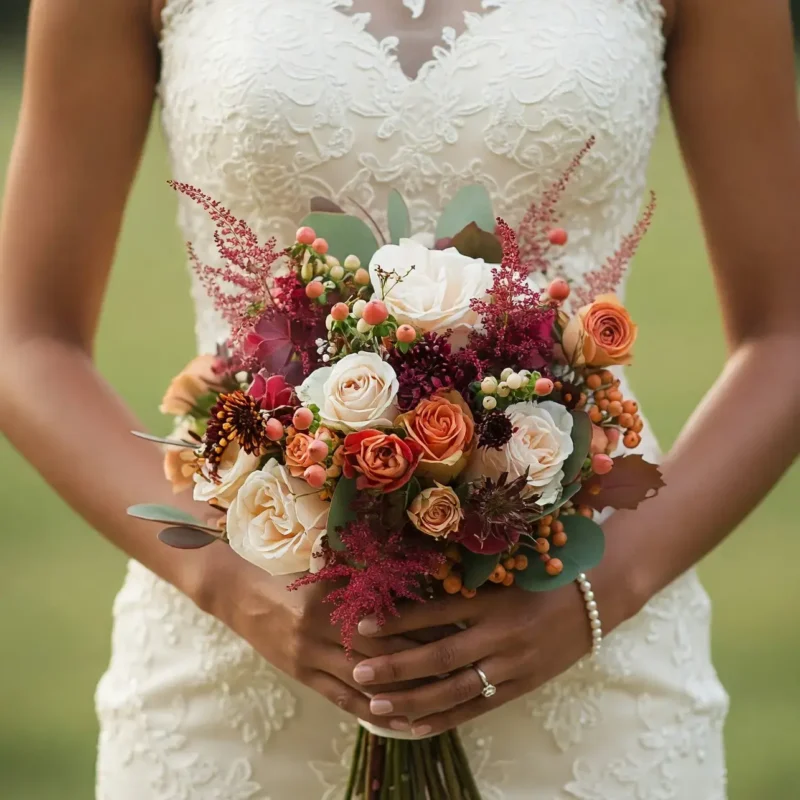 Fall Wedding Bouquets Blush Berry Romance