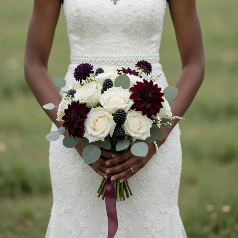 Fall Wedding Bouquets Ivory Berry Dahlia