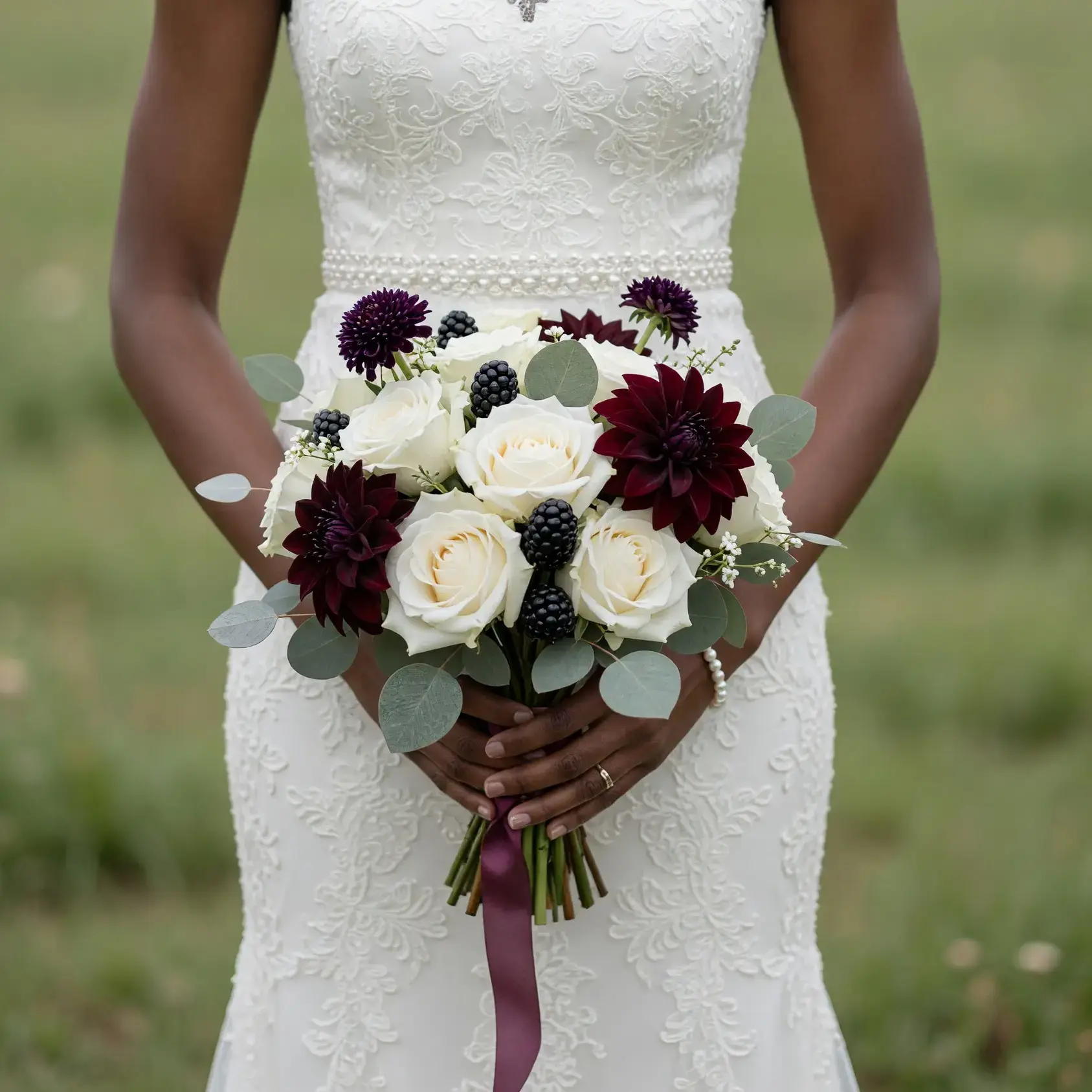 Fall Wedding Bouquets Ivory Berry Dahlia