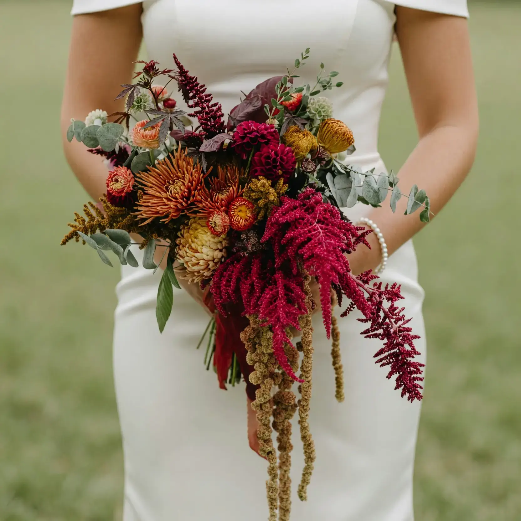 Fall Wedding Bouquets Burgundy Harvest Cascade