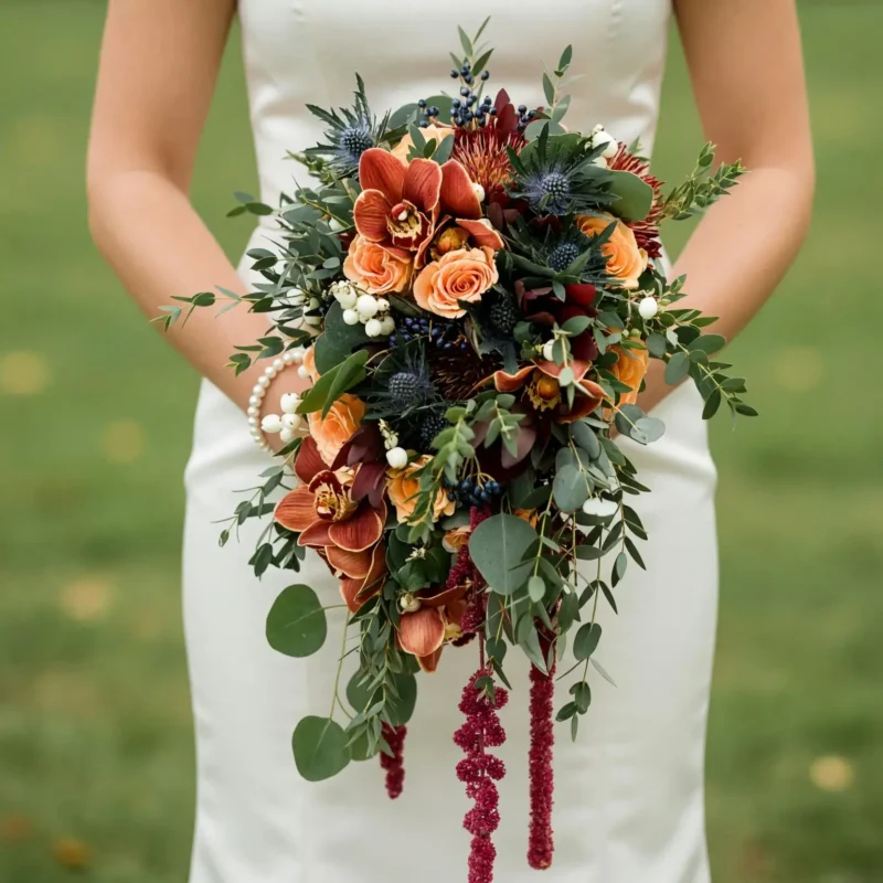 Fall Wedding Bouquets Ember Orchid Cascade