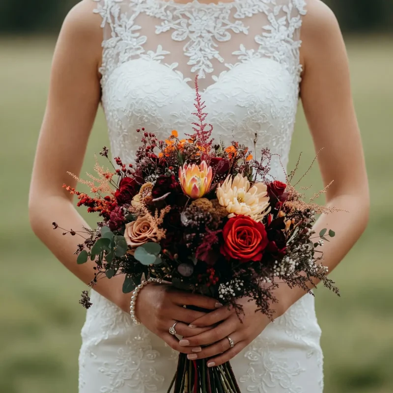 Fall Wedding Bouquets Crimson Harvest Garden