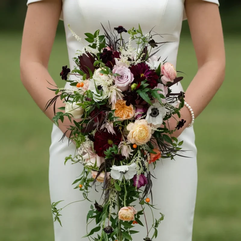 Fall Wedding Bouquets Plum Garden Cascade