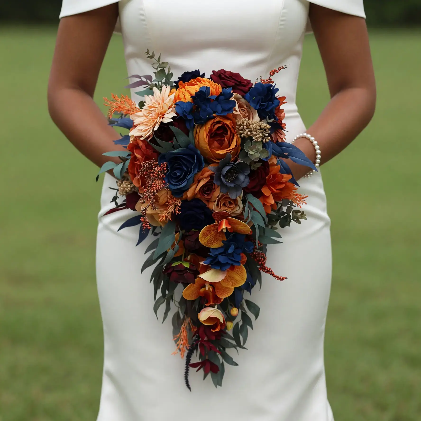 Fall Wedding Bouquets Midnight Ember Cascade