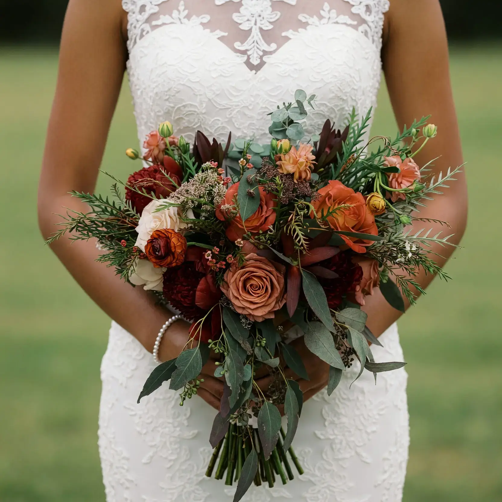 Fall Wedding Bouquets Copper Woodland Rose