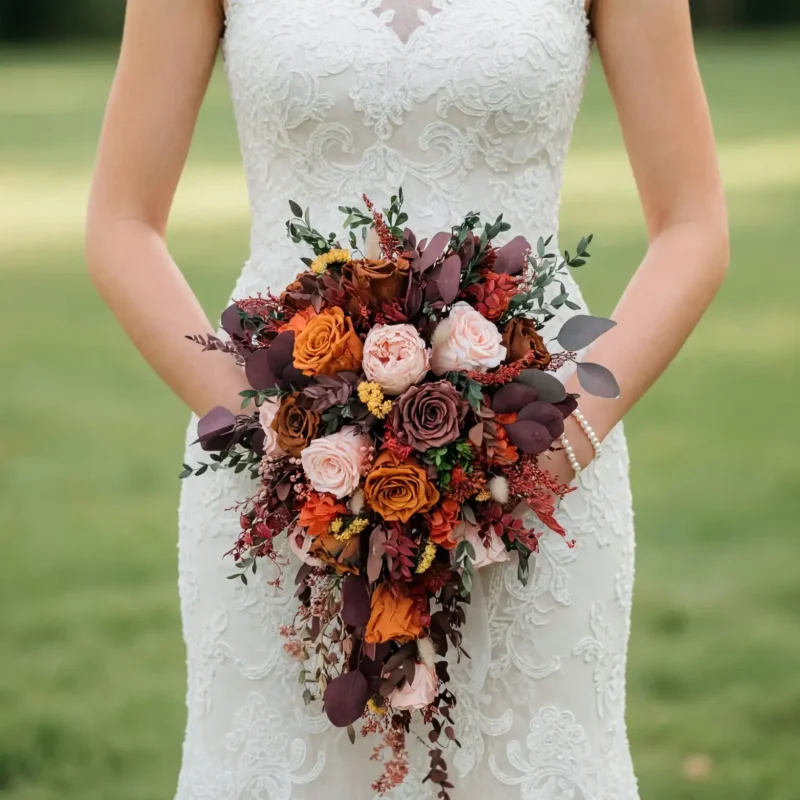 Fall Wedding Bouquets Autumn Rose Garden Cascade