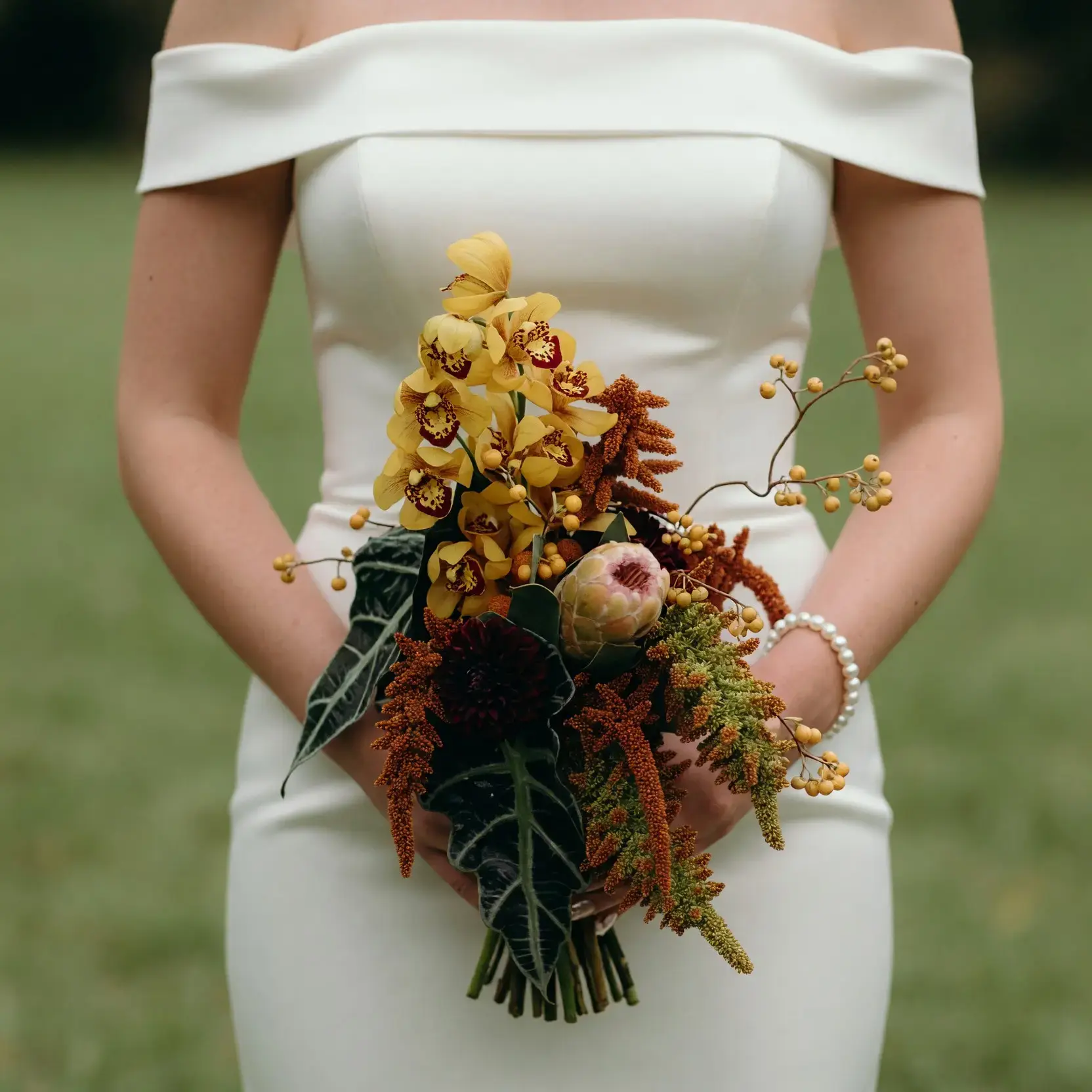 Fall Wedding Bouquets Golden Orchid Ember