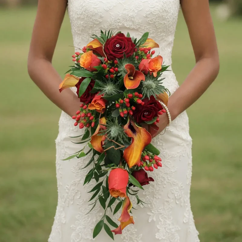 Fall Wedding Bouquets Ember Berry Calla Cascade