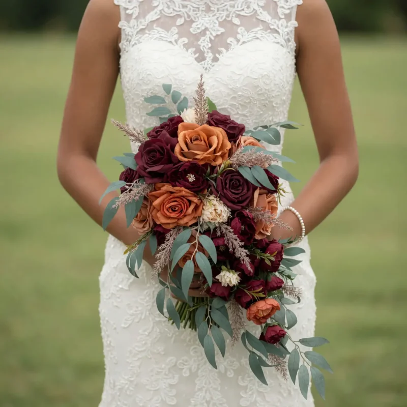 Fall Wedding Bouquets Copper Merlot Drift