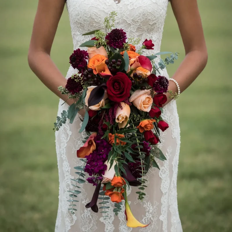 Fall Wedding Bouquets Ember Berry Cascade
