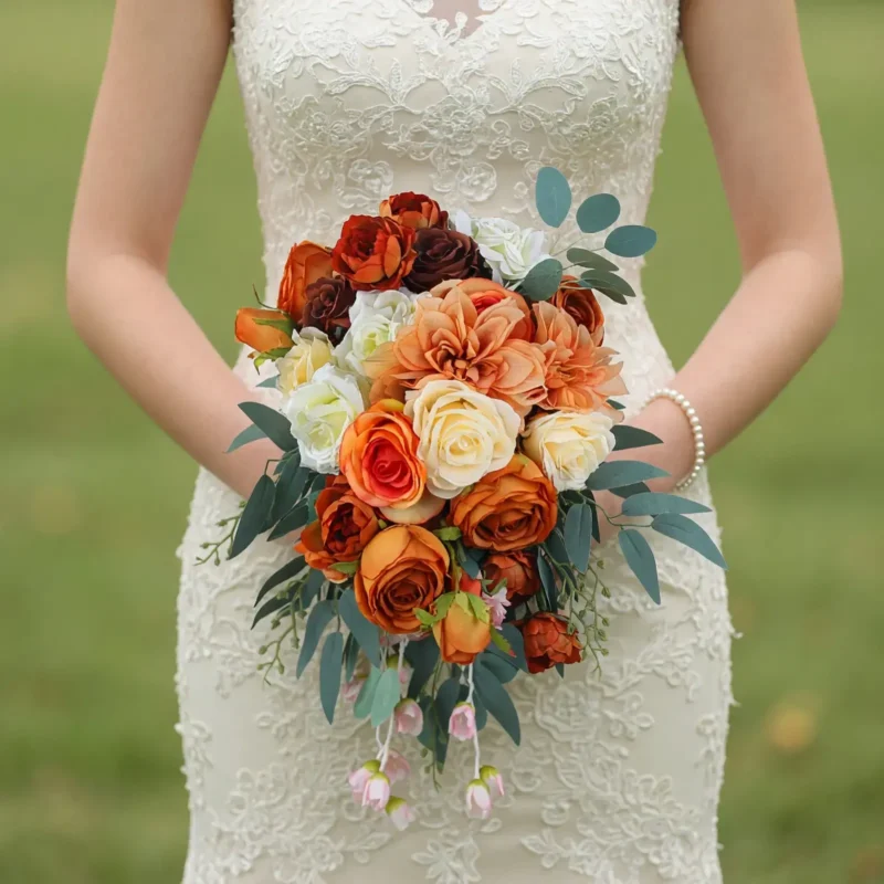 Fall Wedding Bouquets Copper Ivory Drift