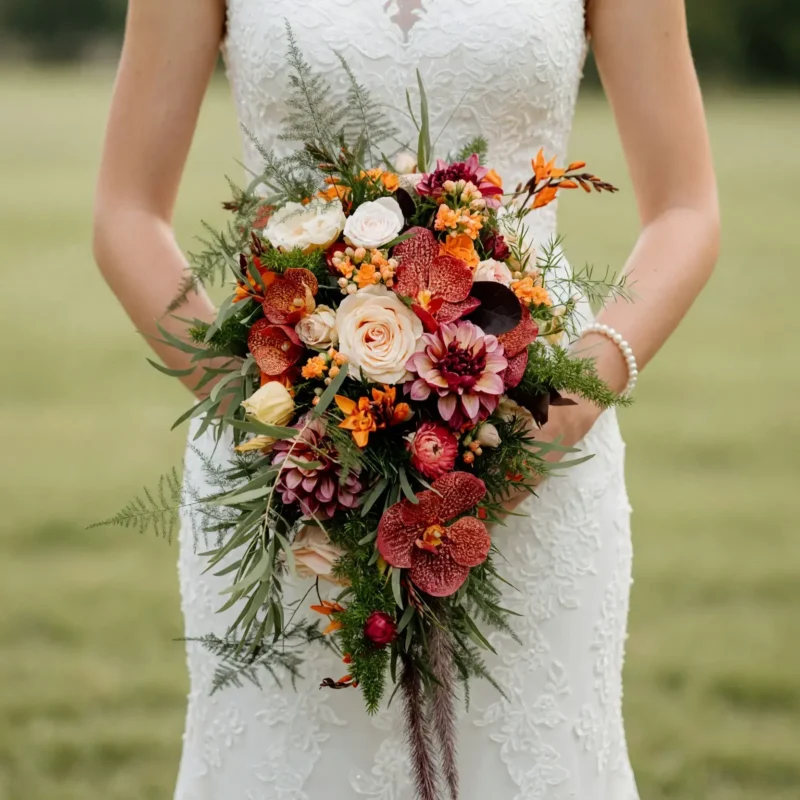 Fall Wedding Bouquets Ember Orchid Cascade