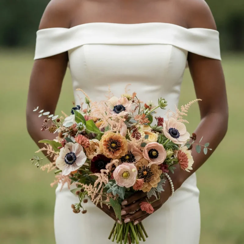 Fall Wedding Bouquets Blush Anemone Haze