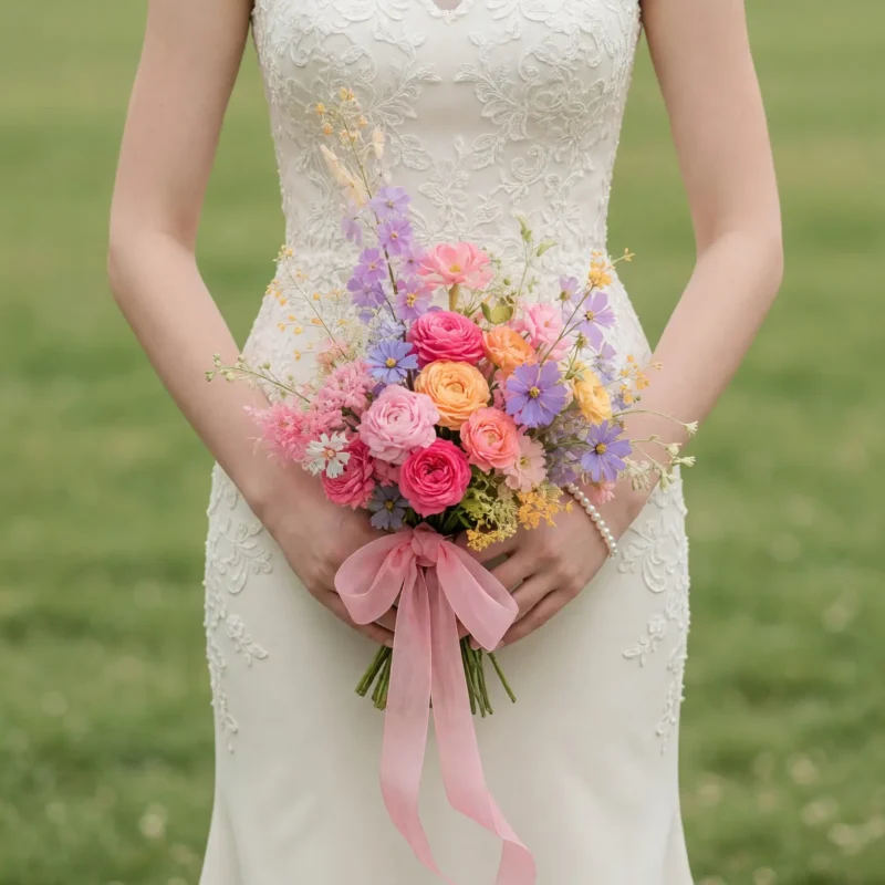 Garden Style Wedding Bouquets Pastel Confetti