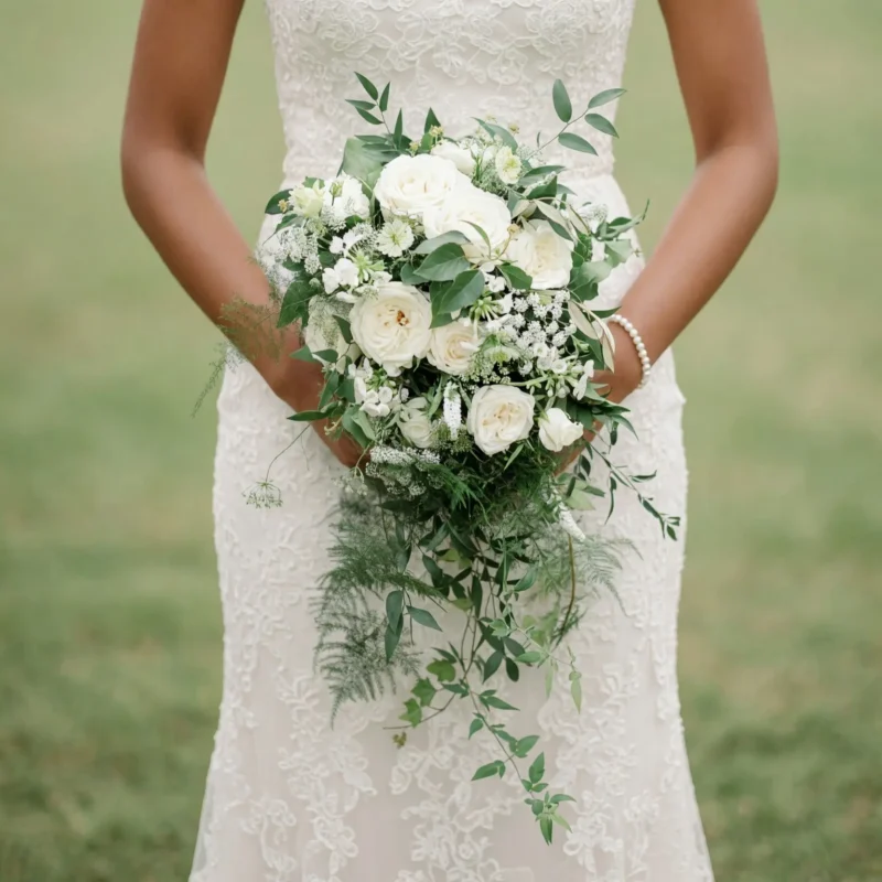 Garden Style Wedding Bouquets White Fern
