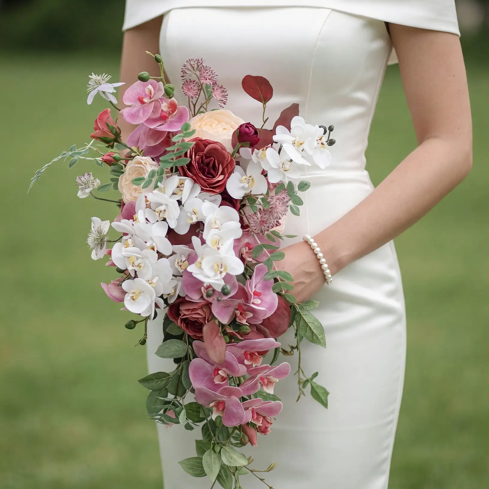 Garden Style Wedding Bouquets Burgundy Orchid Bridal Flowers