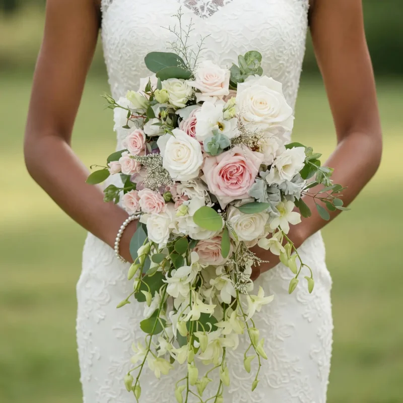 Garden Style Wedding Bouquets Pearl Cascade
