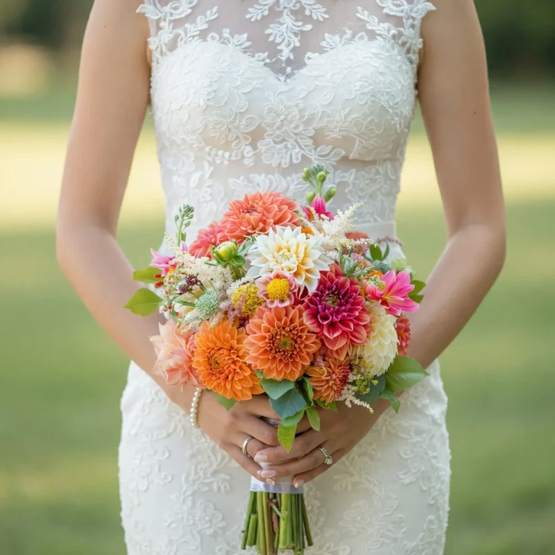 Garden Style Wedding Bouquets Dahlia Sunrise