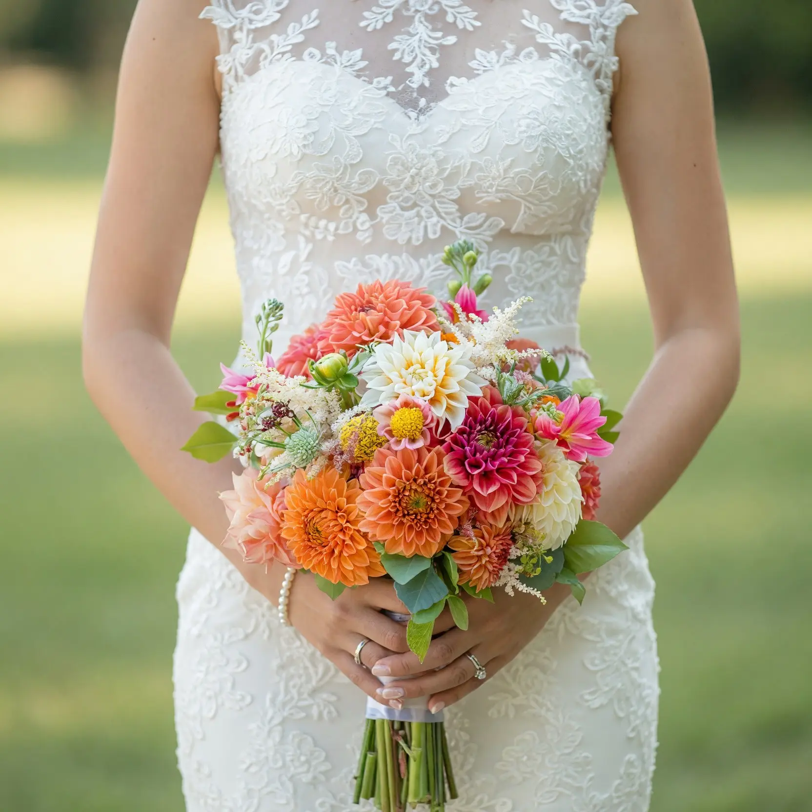 Garden Style Wedding Bouquets Dahlia Sunrise Bridal Flowers