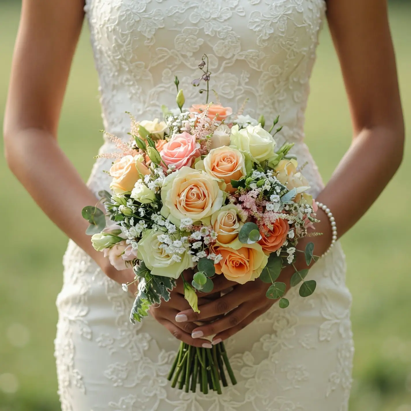 Garden Style Wedding Bouquets Champagne Apricot Bridal Flowers