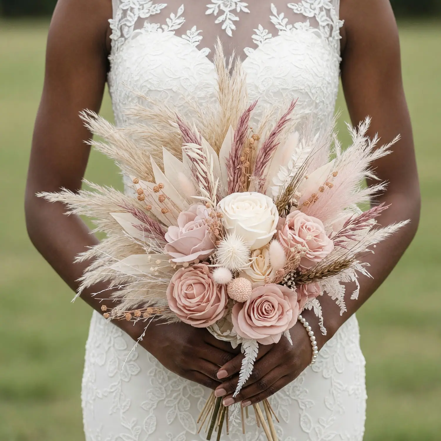 Boho Wedding Bouquets Blush Pampas Dream