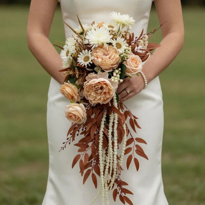 Boho Wedding Bouquets Autumn Daisy Cascade