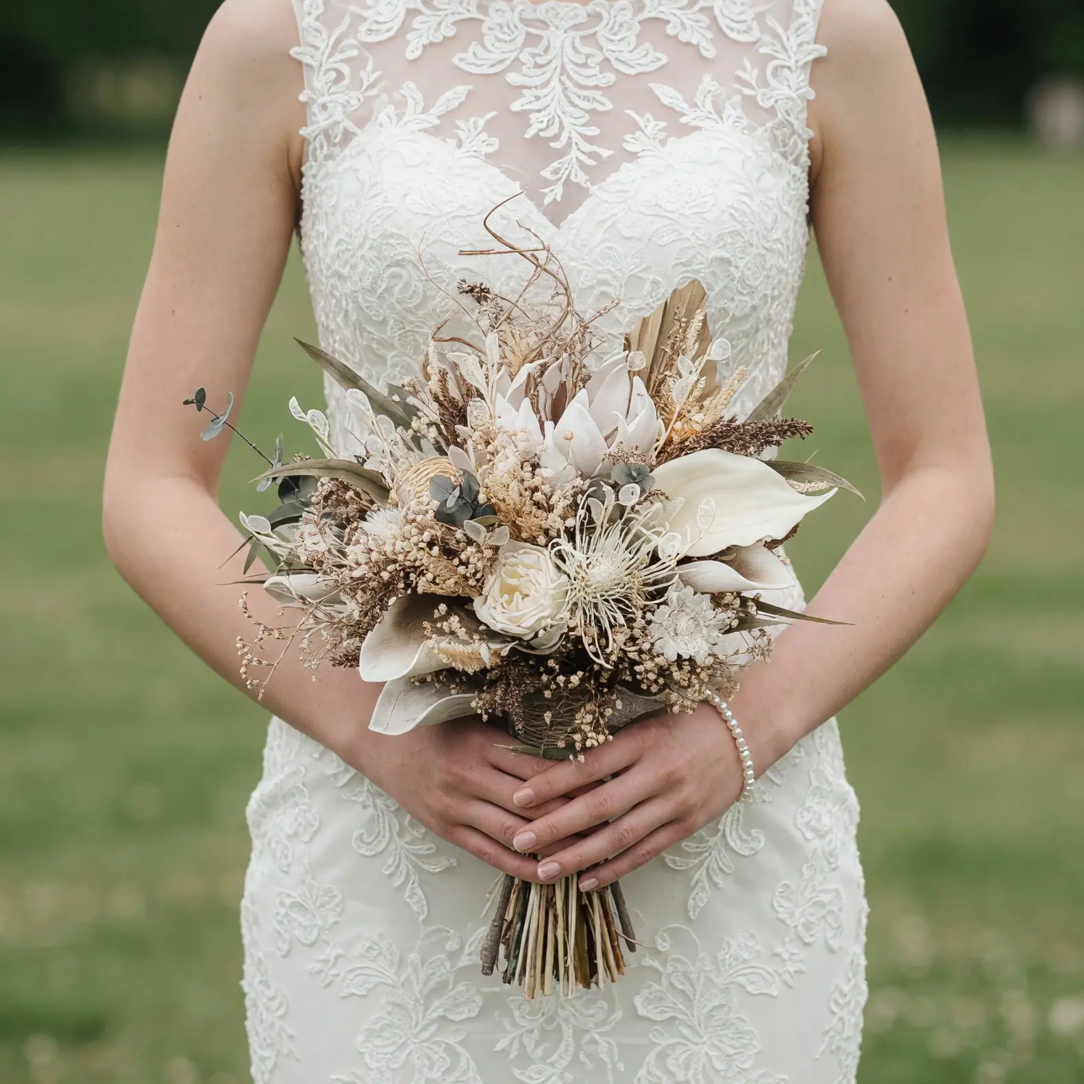 Boho Wedding Bouquets Ivory Protea Whisper