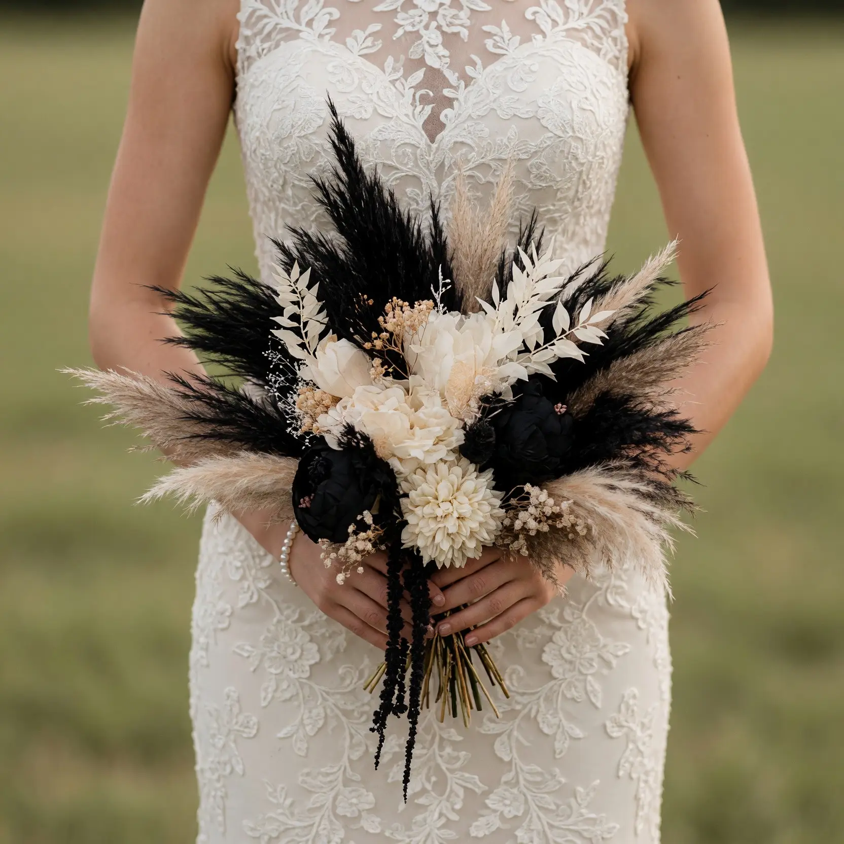 Boho Wedding Bouquets Noir Pampas