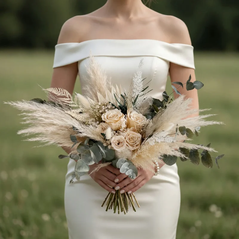Boho Wedding Bouquets Champagne Eucalyptus