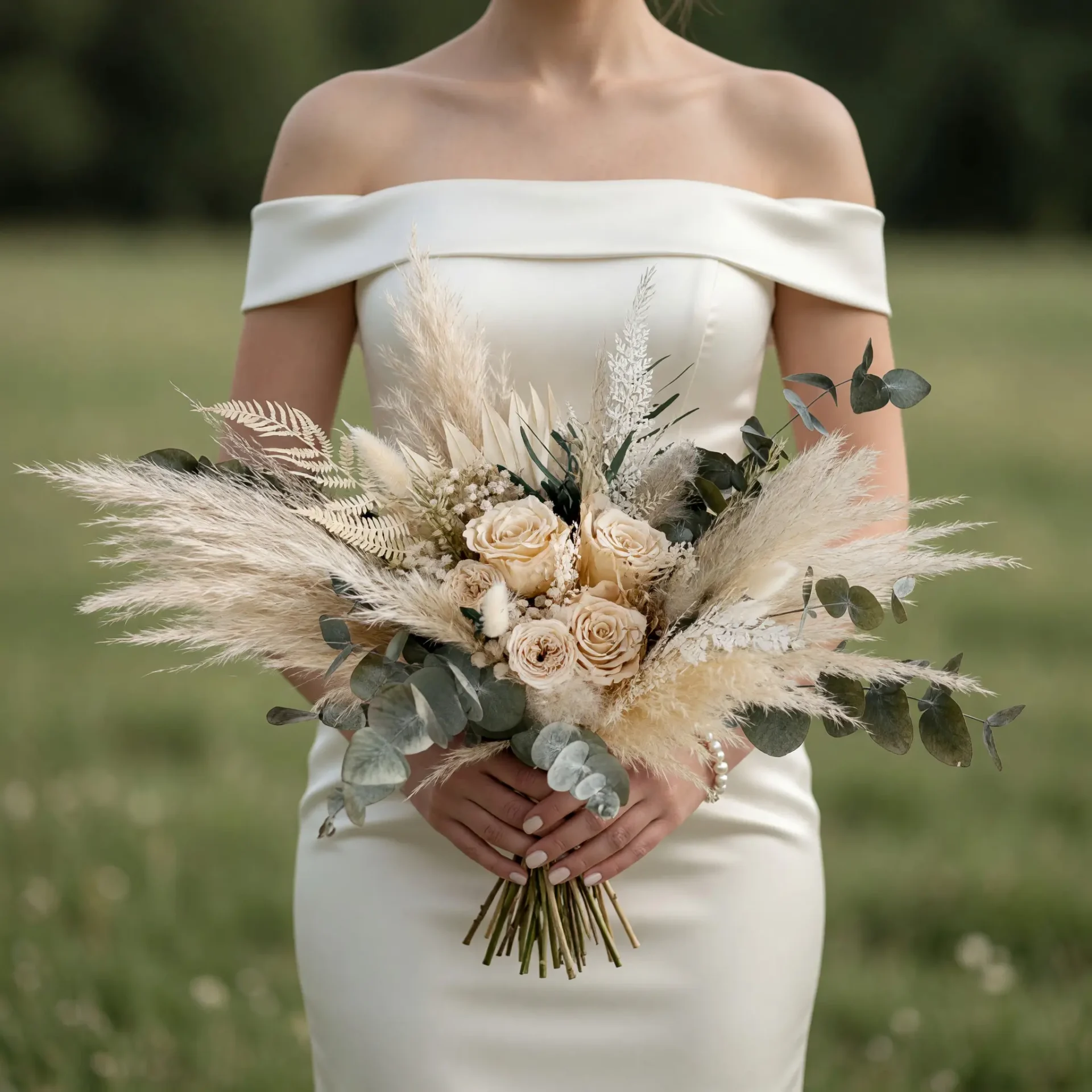 Boho Wedding Bouquets Champagne Eucalyptus
