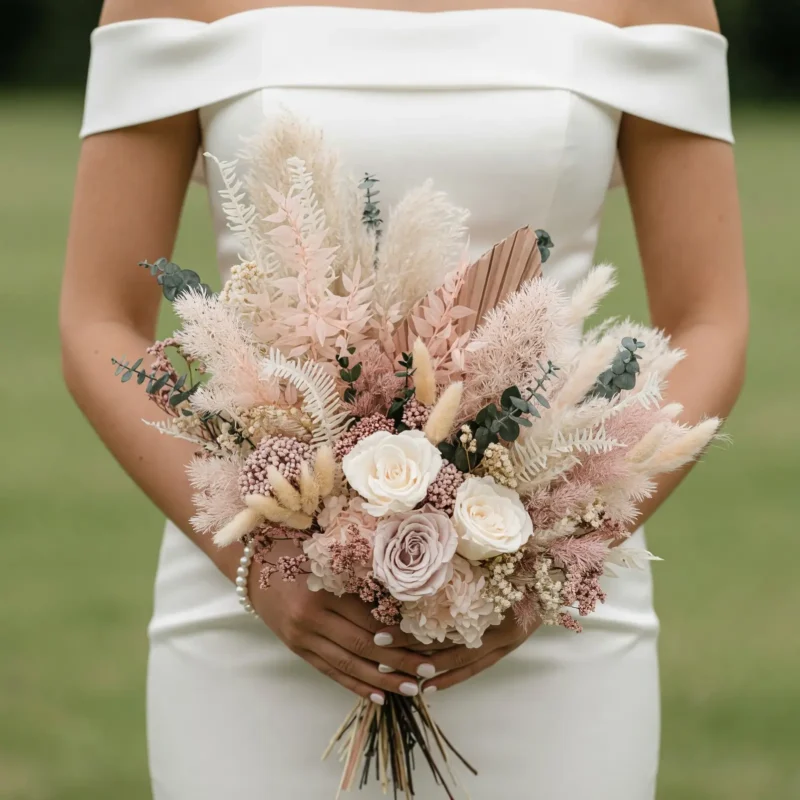Boho Wedding Bouquets Blush Eucalyptus Mist