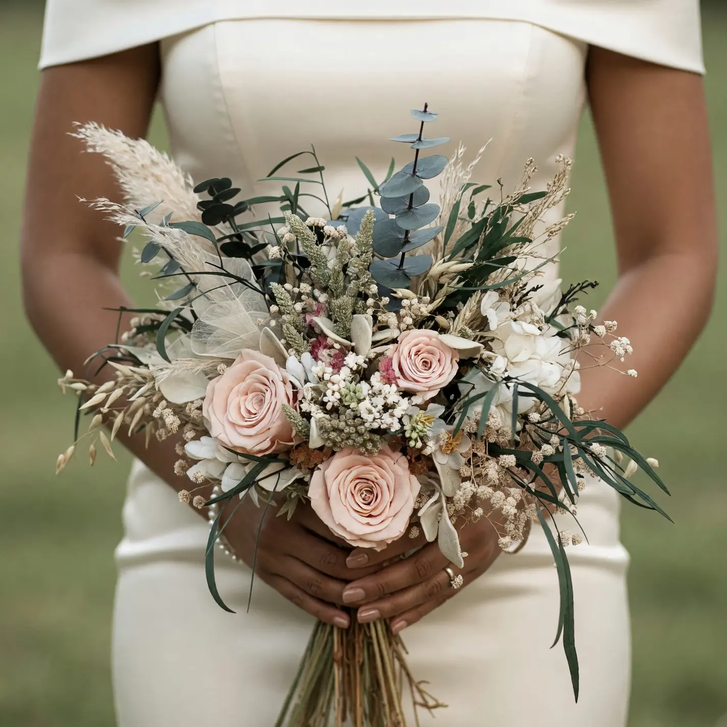 Boho Wedding Bouquets Blush Eucalyptus Breeze