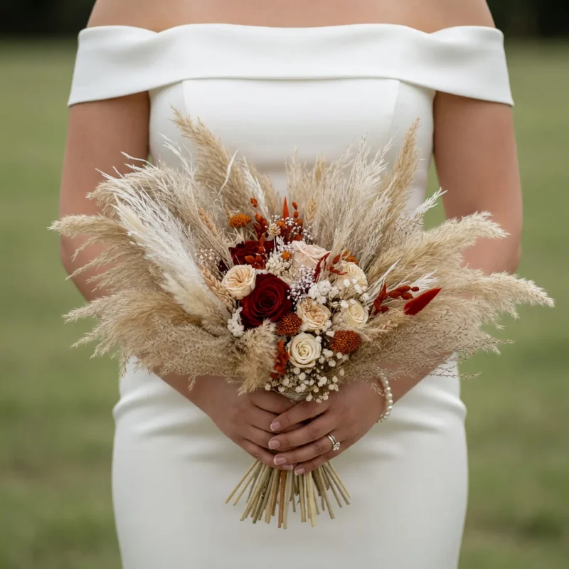 Boho Wedding Bouquets Harvest Pampas