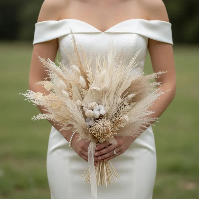 Boho Wedding Bouquets Ivory Cotton Dune