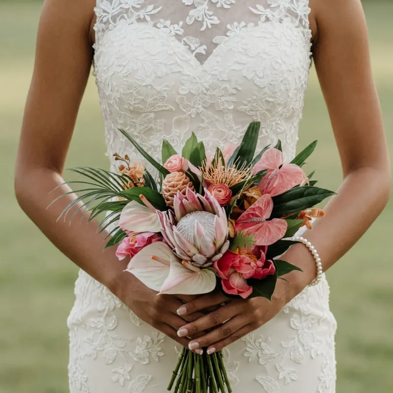 Tropical Wedding Bouquets Blush Protea
